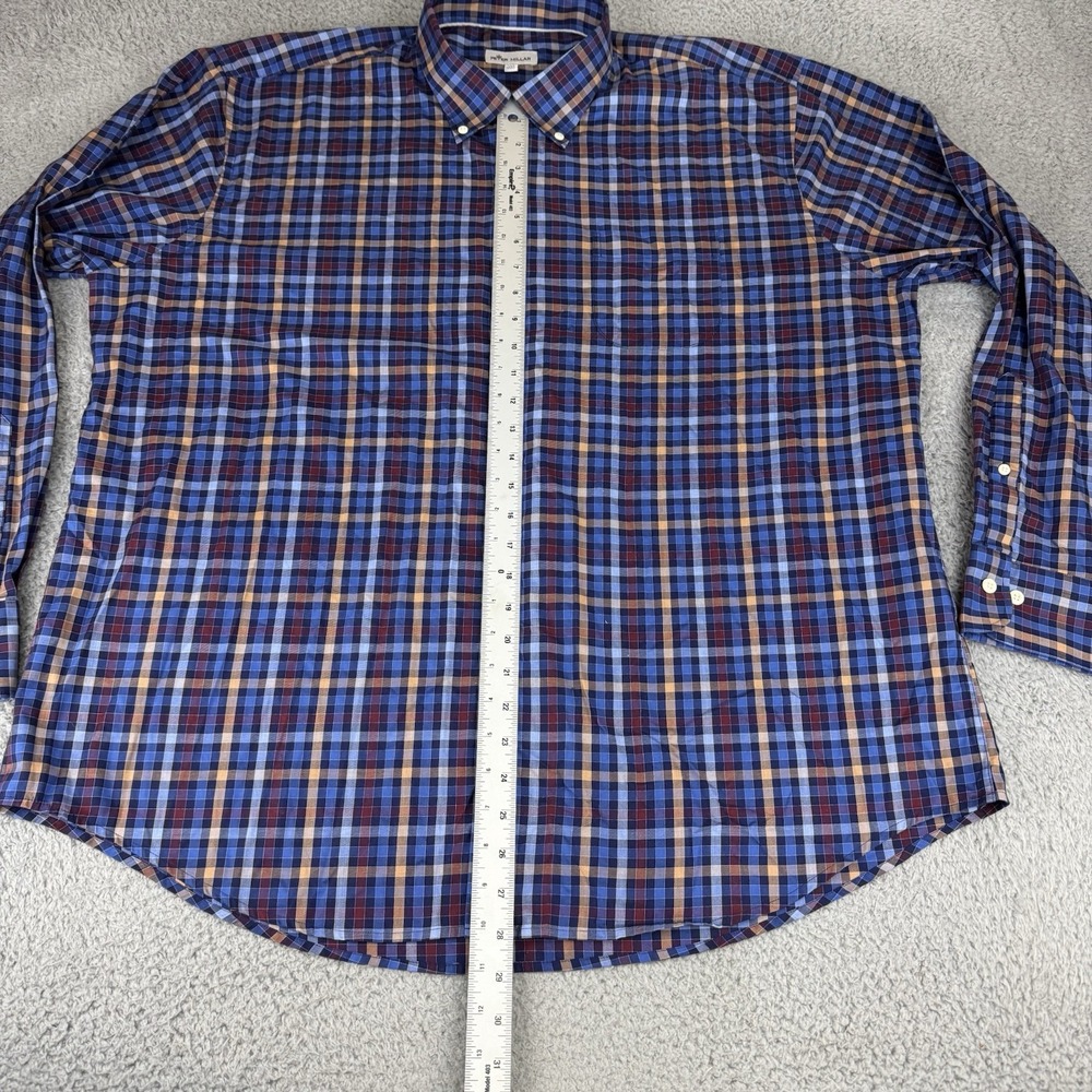 Peter Millar Long Sleeve Button Down Shirt Men's Size XXL Blue Plaid - Picture 7 of 11